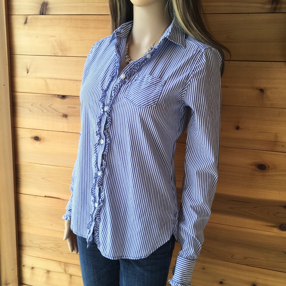 NWOT SHIRTTAIL HEM PINSTRIPE BLOUSE - Picture 7 of 7